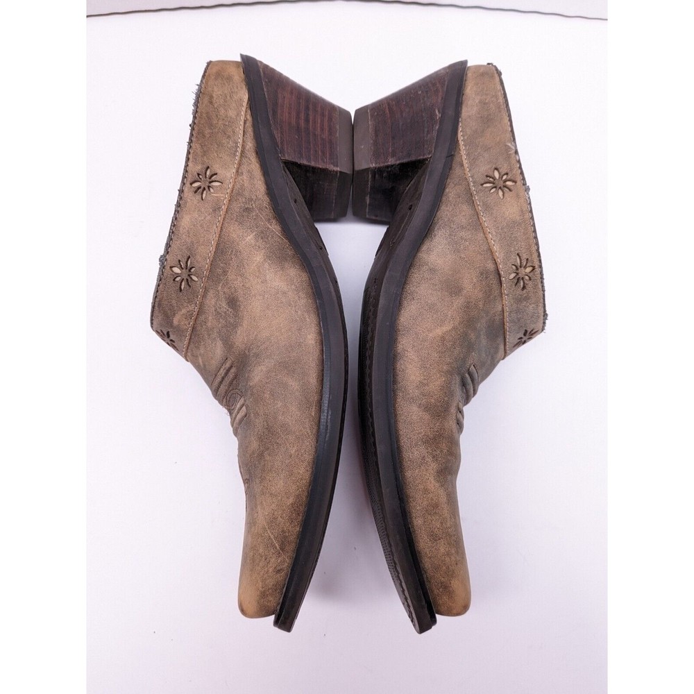 ARIAT 13329 Desert Star Brown Leather Western Slip On Mule Shoes Women's Sz 7.5B